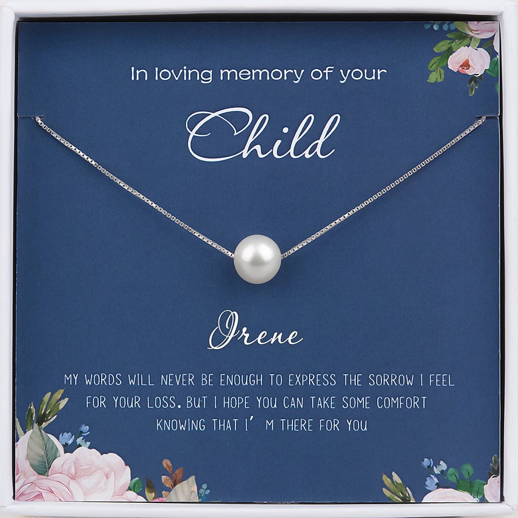 "In Loving Memory of your Child" Pearl Card Necklace