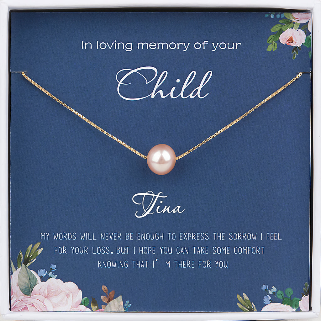 "In Loving Memory of your Child" Pearl Card Necklace