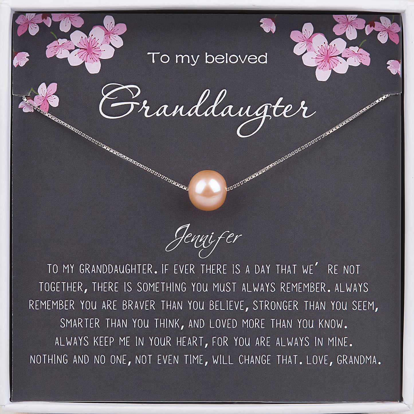 "To my Beloved Granddaughter" Card and Pearl Necklace