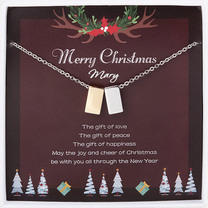 "Merry Christmas" Card and Cube Necklace