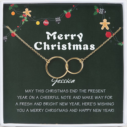 "Merry Christmas" Card and Infinity Rings Necklace