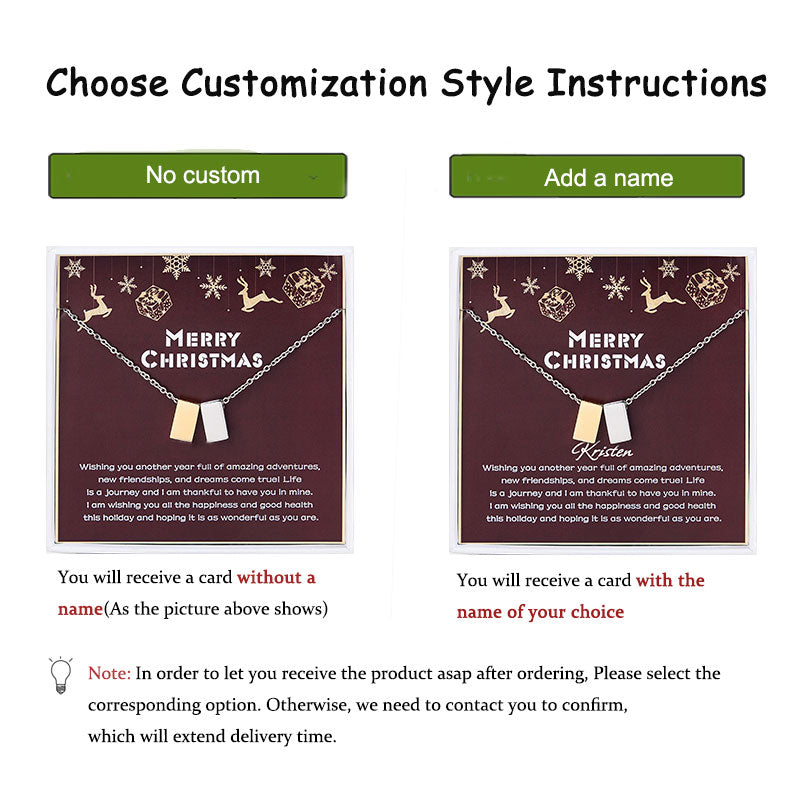 Merry Christmas Card and Cube Necklace Gift Set