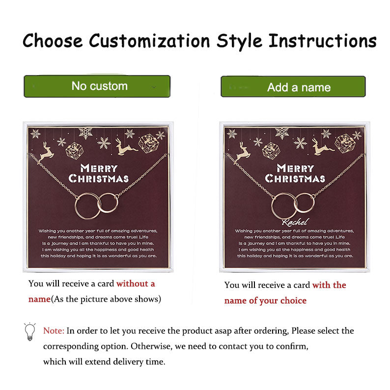 Merry Christmas Card and Infinity Rings Necklace Gift Set