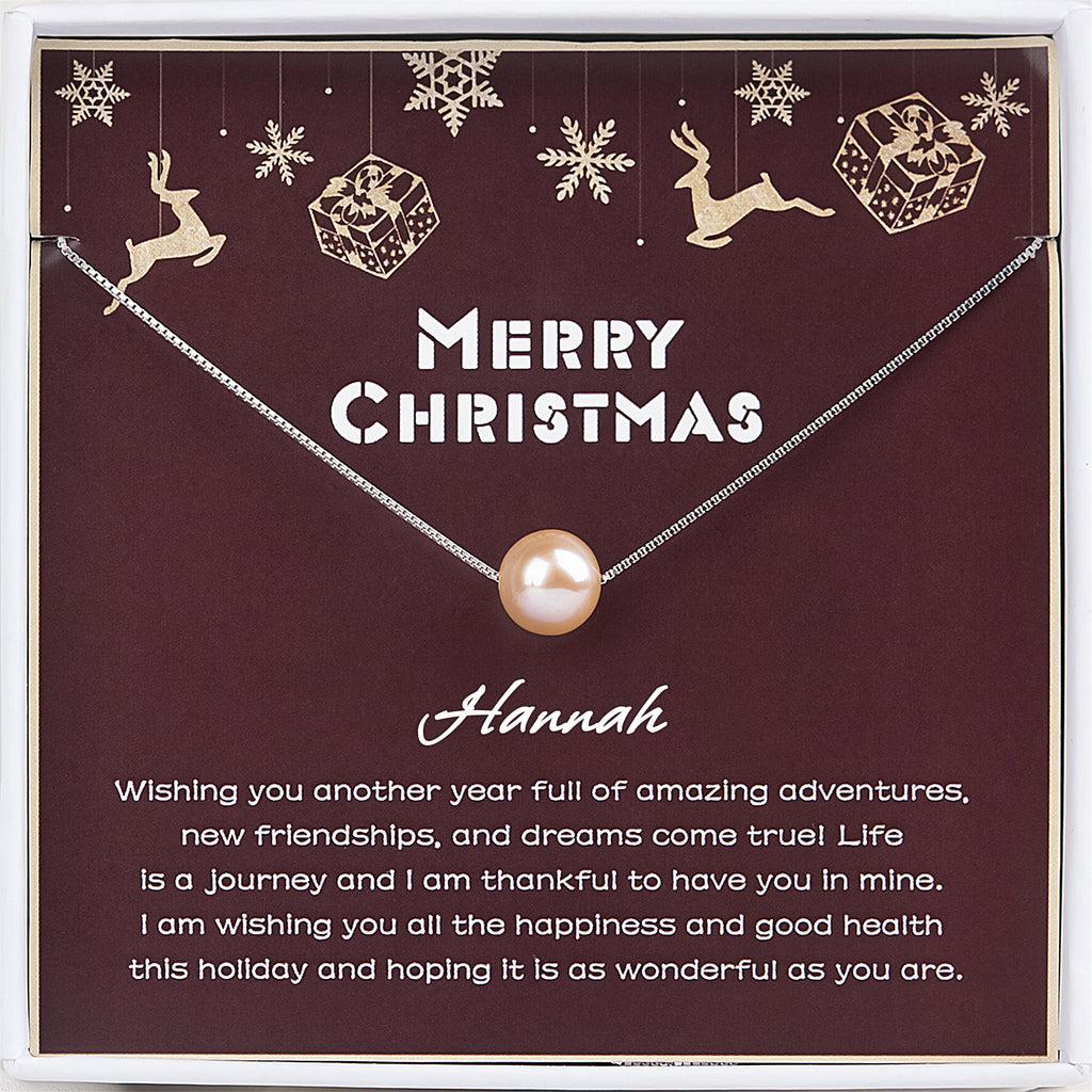 "Merry Christmas" Card and Pearl Necklace