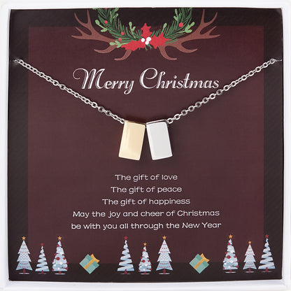 "Merry Christmas" Card and Cube Necklace