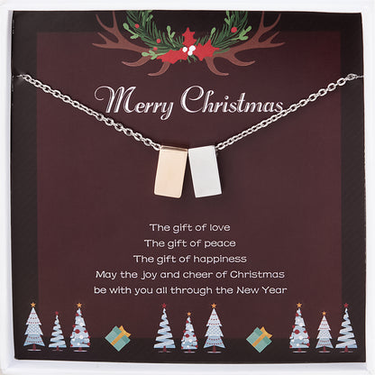 "Merry Christmas" Card and Cube Necklace