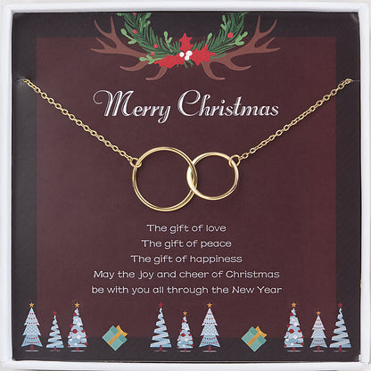 Merry Christmas Card and Infinity Rings Necklace Gift Set