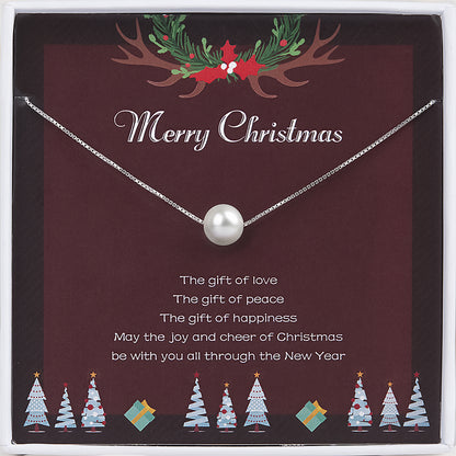 "Merry Christmas" Card and Pearl Necklace