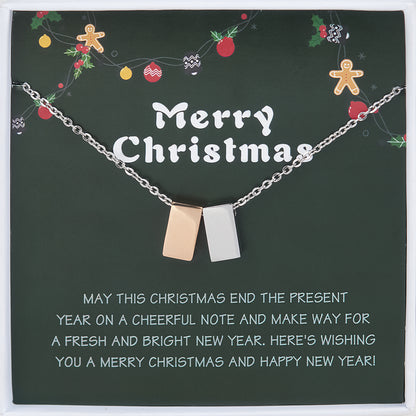 "Merry Christmas" Card and Cube Necklace