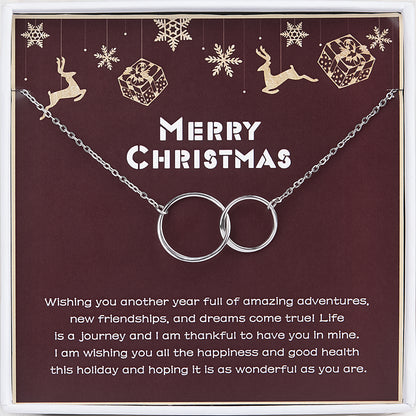 Merry Christmas Card and Infinity Rings Necklace Gift Set