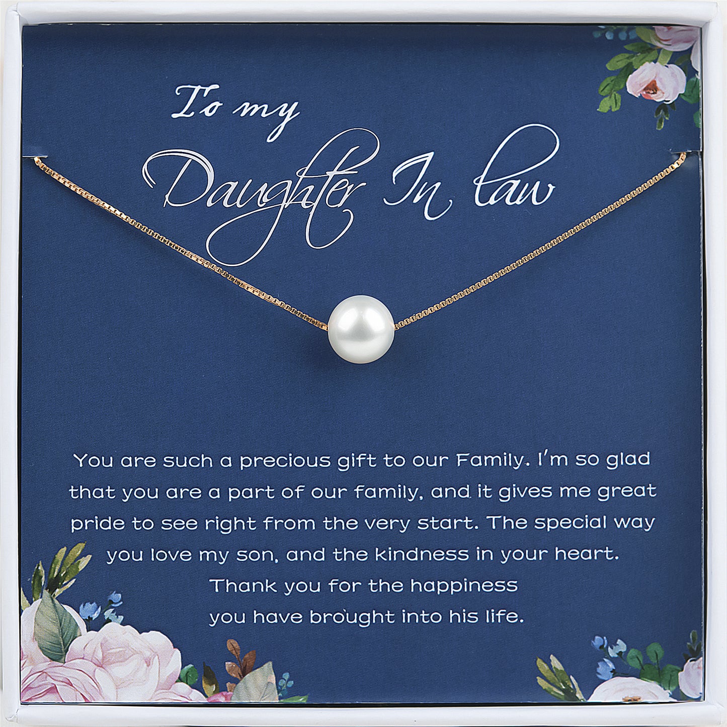 "To My Daughter in Law" Card and Pearl Necklace