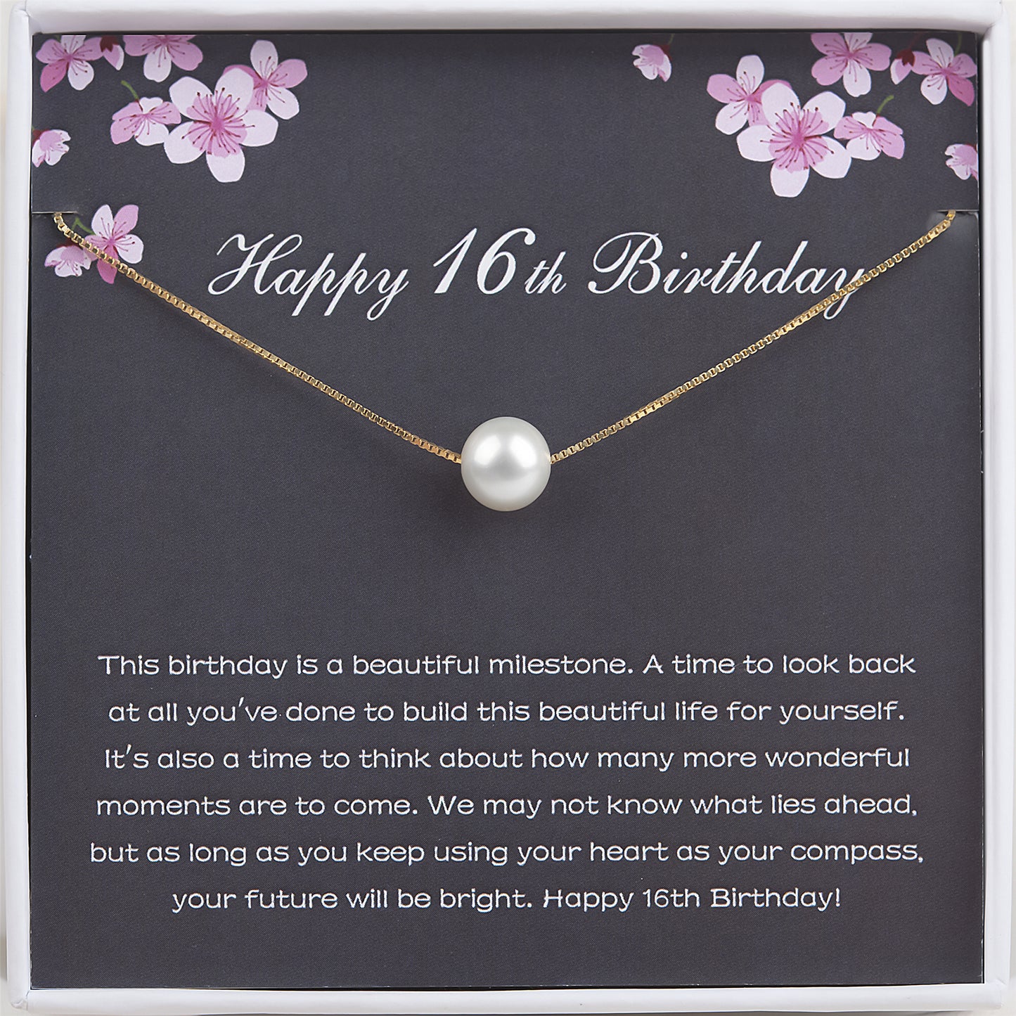 "Happy 16th Birthday" Card and Pearl Necklace