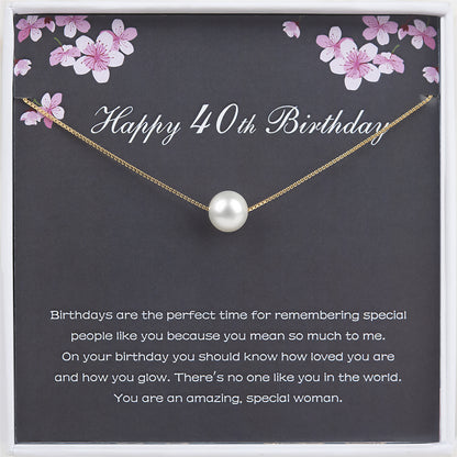 "Happy 40th Birthday" Card and Pearl Necklace