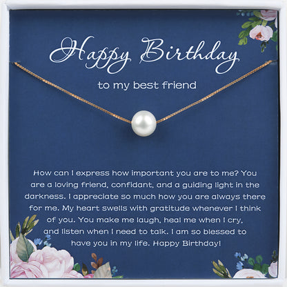 "Happy Birthday" Card for Best Friend and Pearl Necklace