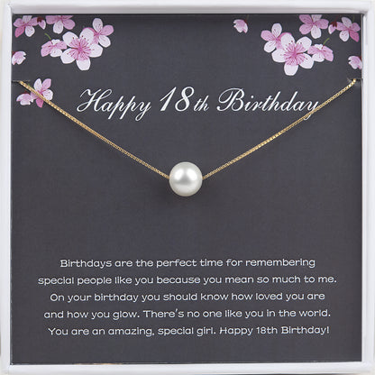 "Happy 18th Birthday" Card and Pearl Necklace