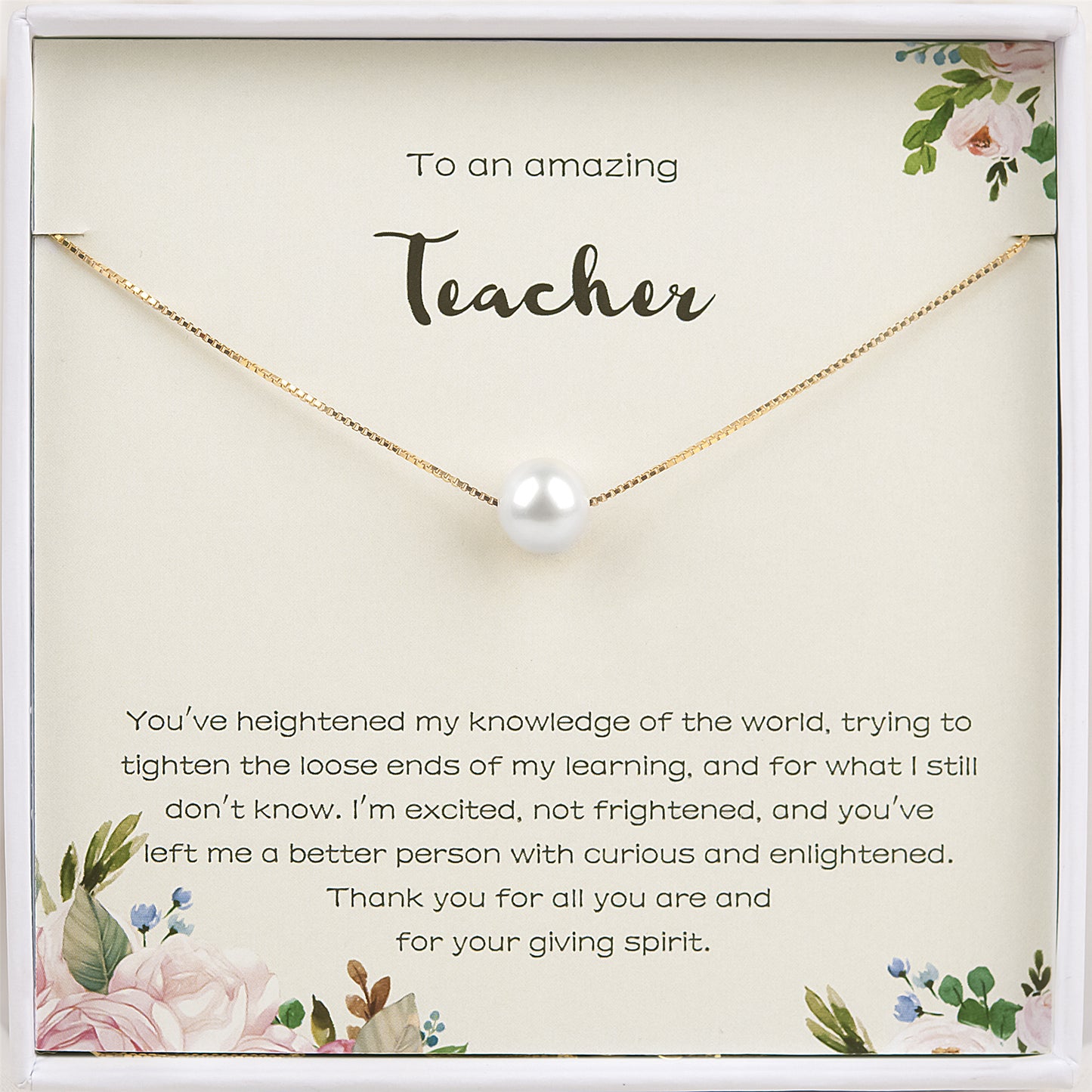 To an Amazing Teacher Card with Freshwater Pearl Necklace Gift