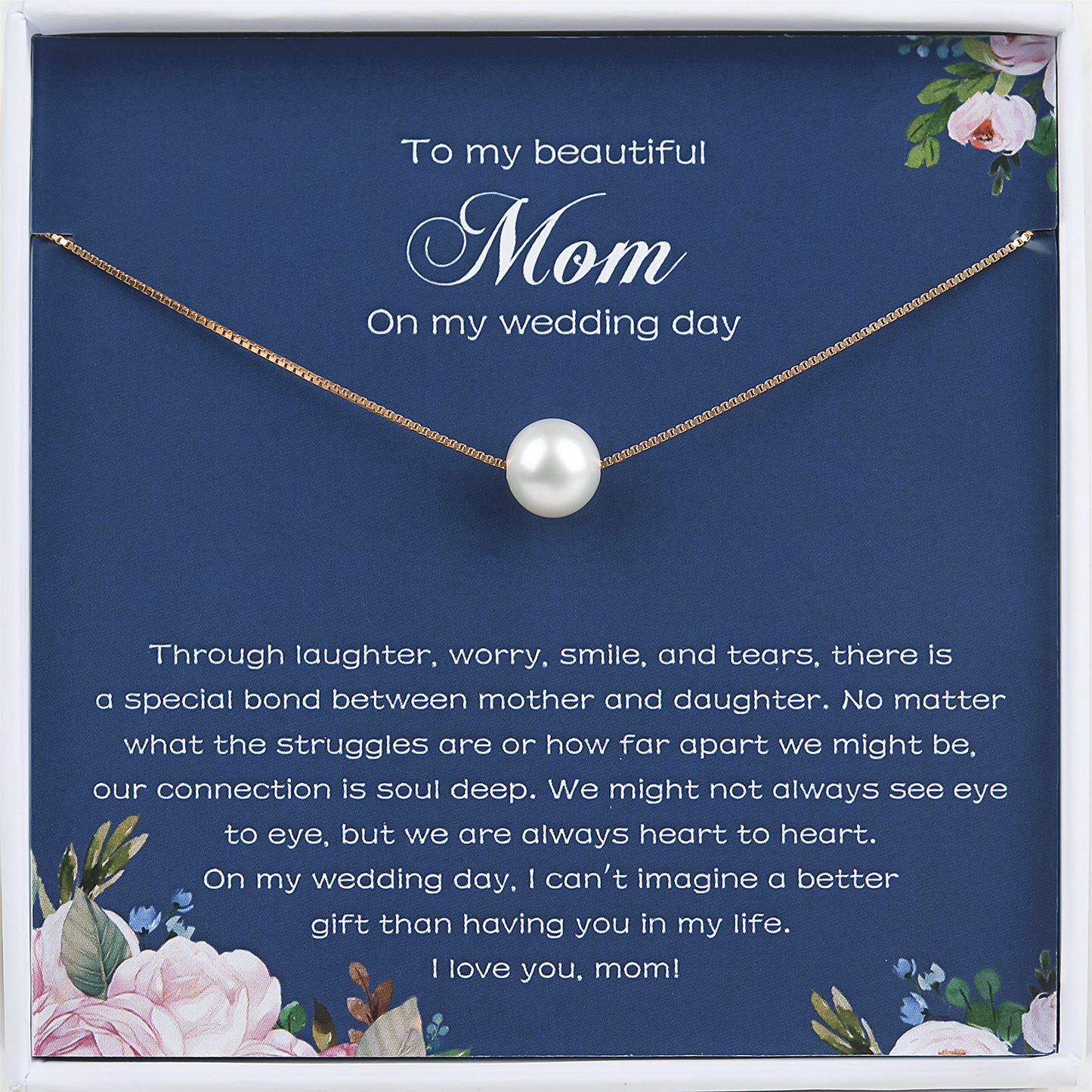 "To my Beloved Mom" Card and Pearl Necklace