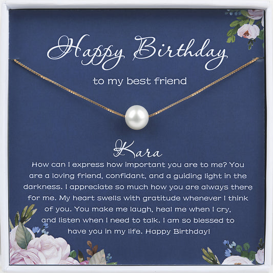 "Happy Birthday" Card for Best Friend and Pearl Necklace