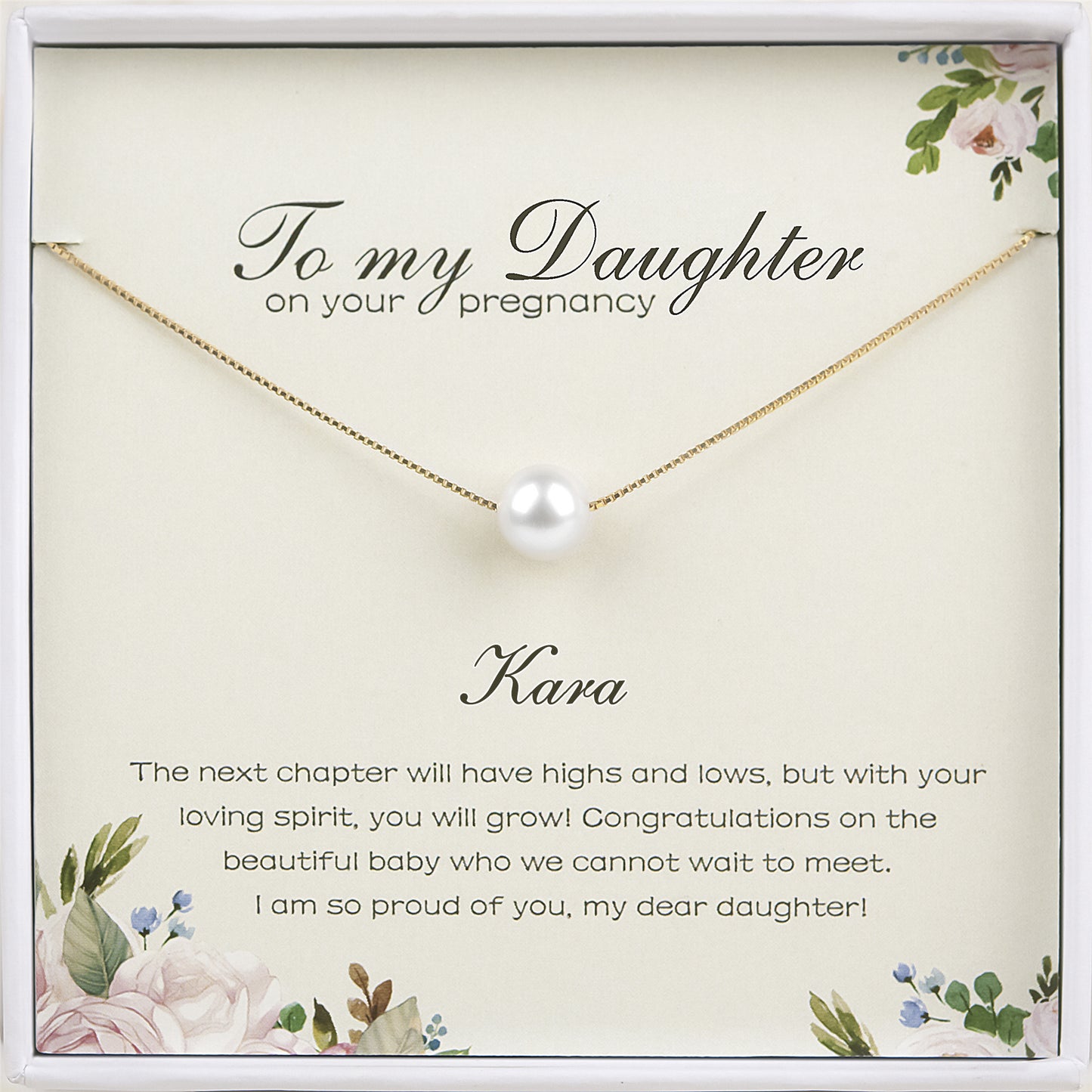 "To my Daughter" Card and Pearl Necklace