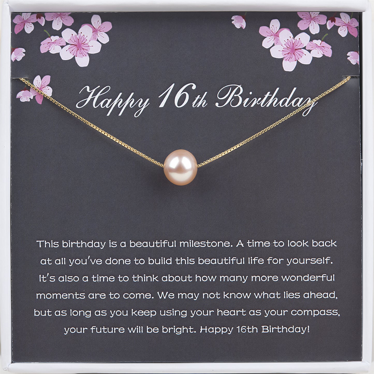 "Happy 16th Birthday" Card and Pearl Necklace