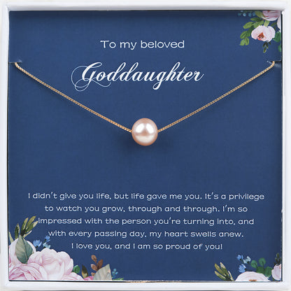 "To my Beloved Goddaughter" Card and Pearl Necklace