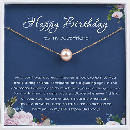 "Happy Birthday" Card for Best Friend and Pearl Necklace