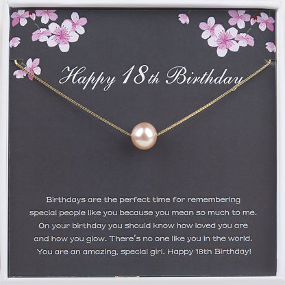 "Happy 18th Birthday" Card and Pearl Necklace