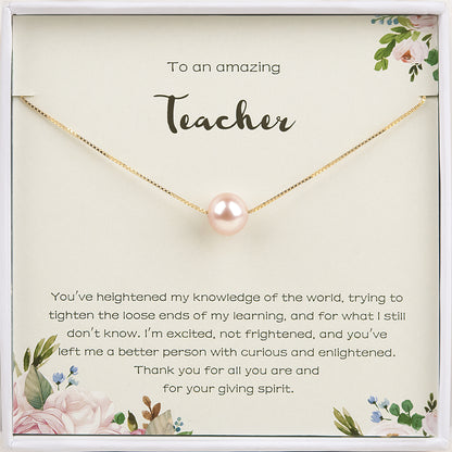 To an Amazing Teacher Card with Freshwater Pearl Necklace Gift