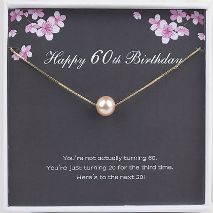 "Happy 60th Birthday" Card and Pearl Necklace