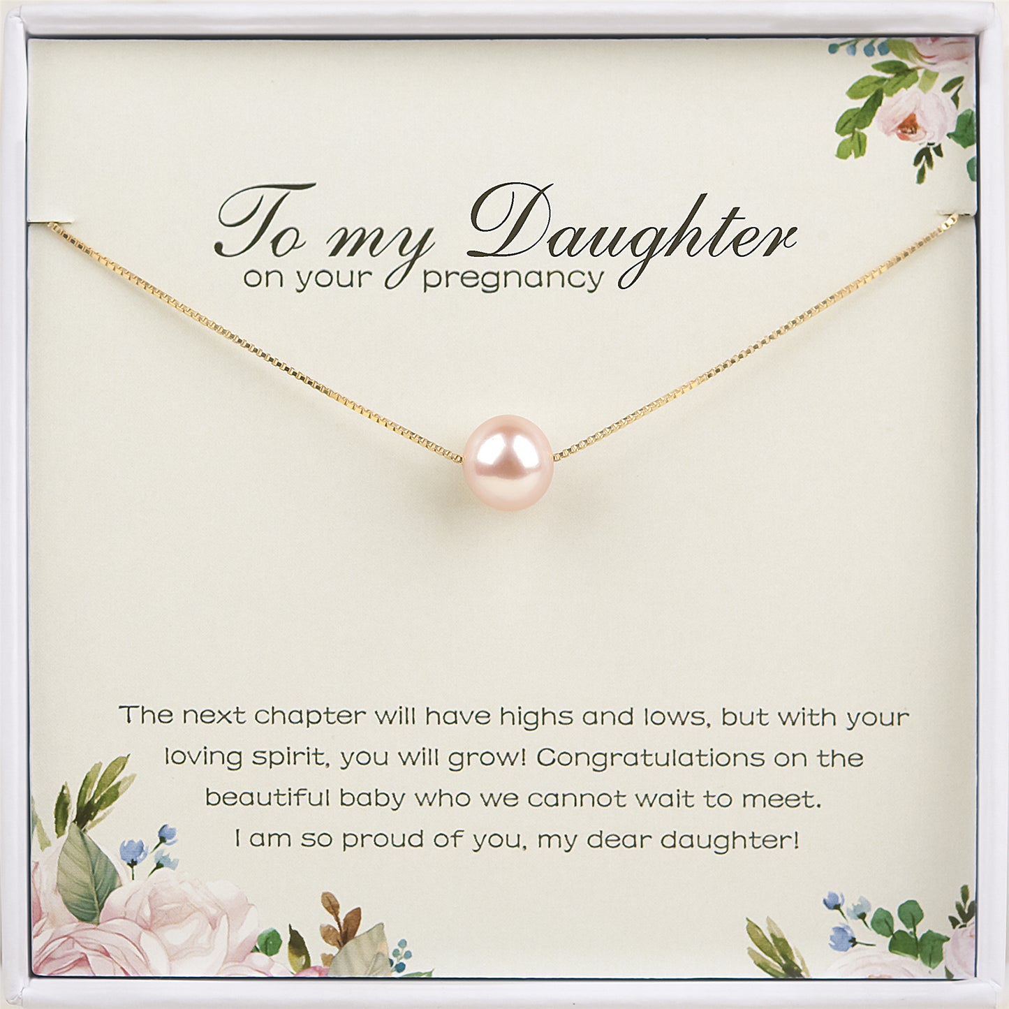 "To my Daughter" Card and Pearl Necklace