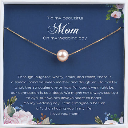 "To my Beloved Mom" Card and Pearl Necklace