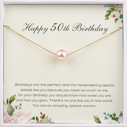 "Happy 50th Birthday" Card and Freshwater Pearl