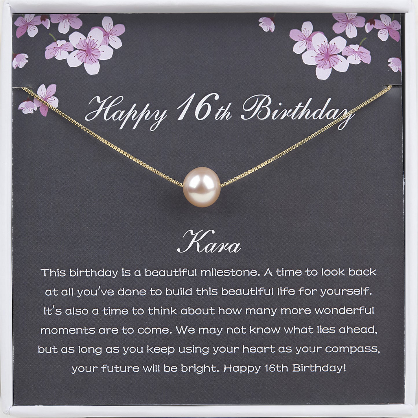 "Happy 16th Birthday" Card and Pearl Necklace