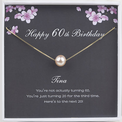 "Happy 60th Birthday" Card and Pearl Necklace