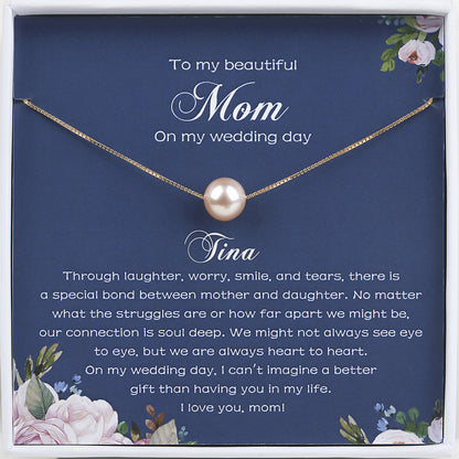 "To my Beloved Mom" Card and Pearl Necklace