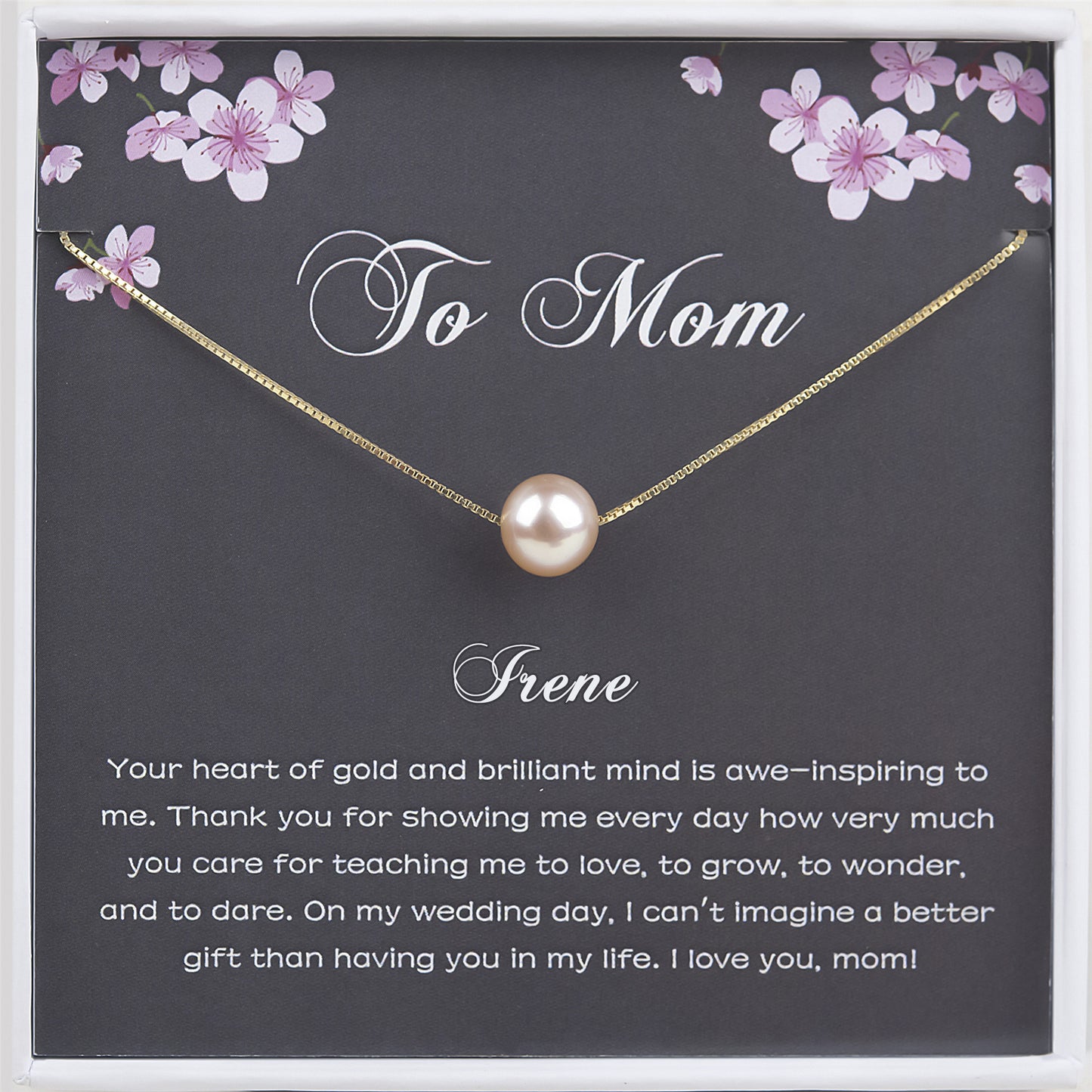 "To Mom" Card and Pearl Necklace