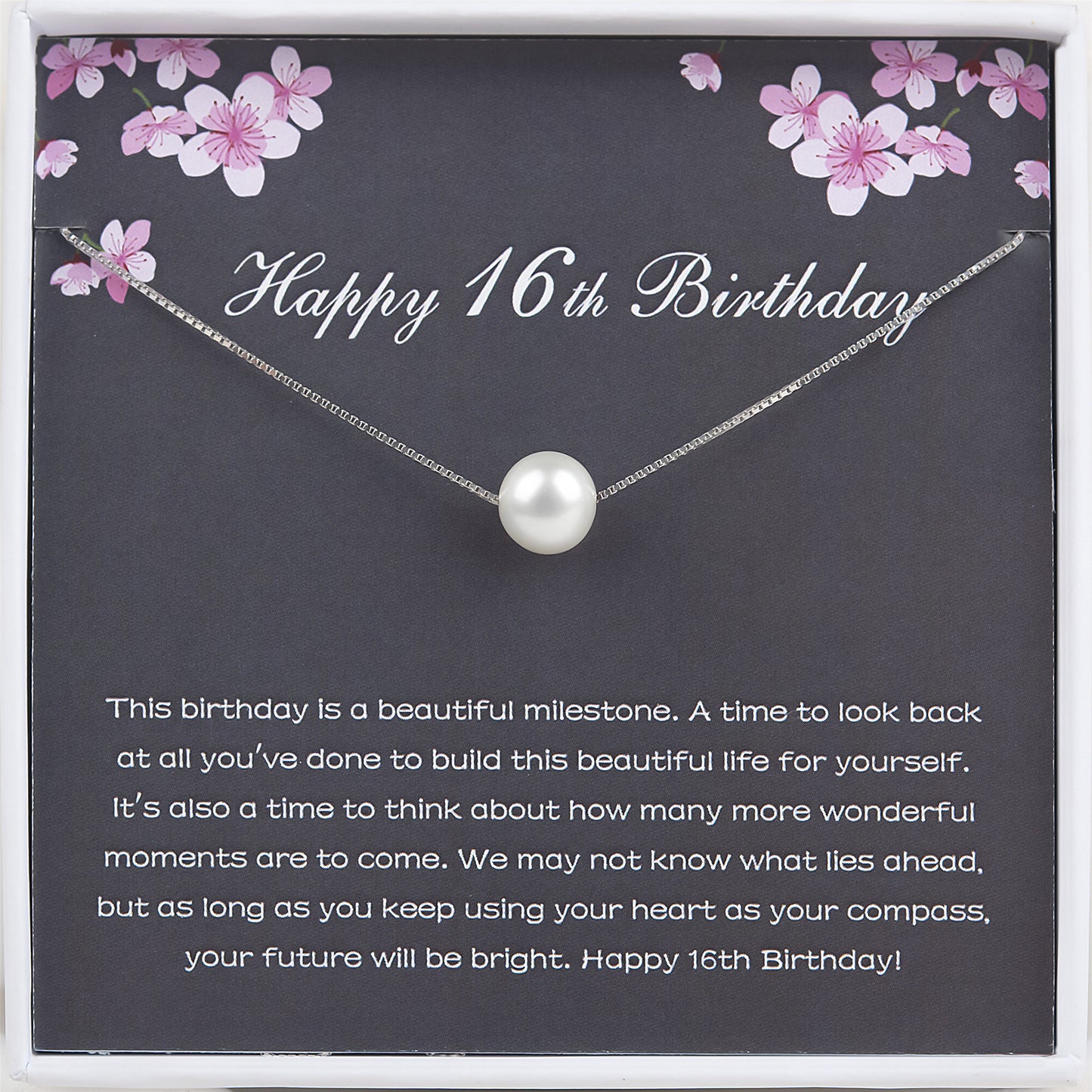 "Happy 16th Birthday" Card and Pearl Necklace