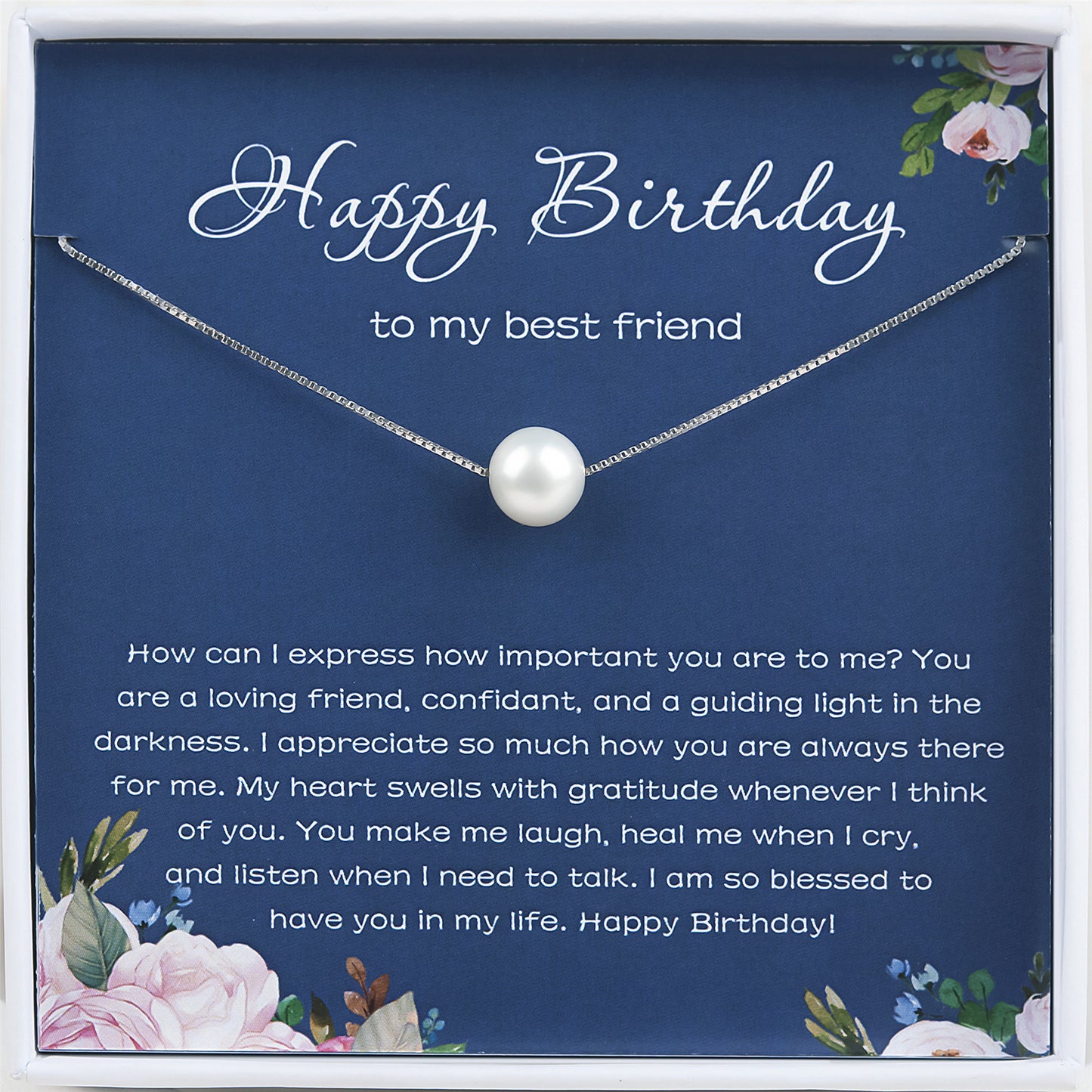 "Happy Birthday" Card for Best Friend and Pearl Necklace