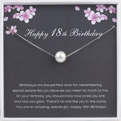 "Happy 18th Birthday" Card and Pearl Necklace