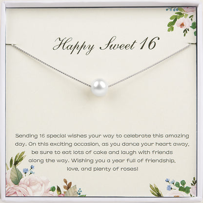 "Happy Sweet 16" Card and Pearl Necklace