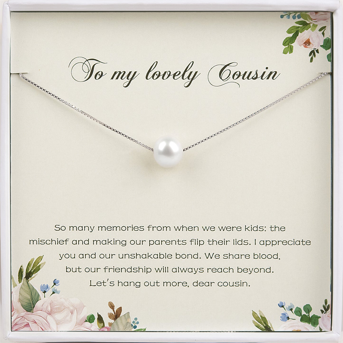 To My Lovely Cousin Card and Freshwater Pearl Necklace Gift Set