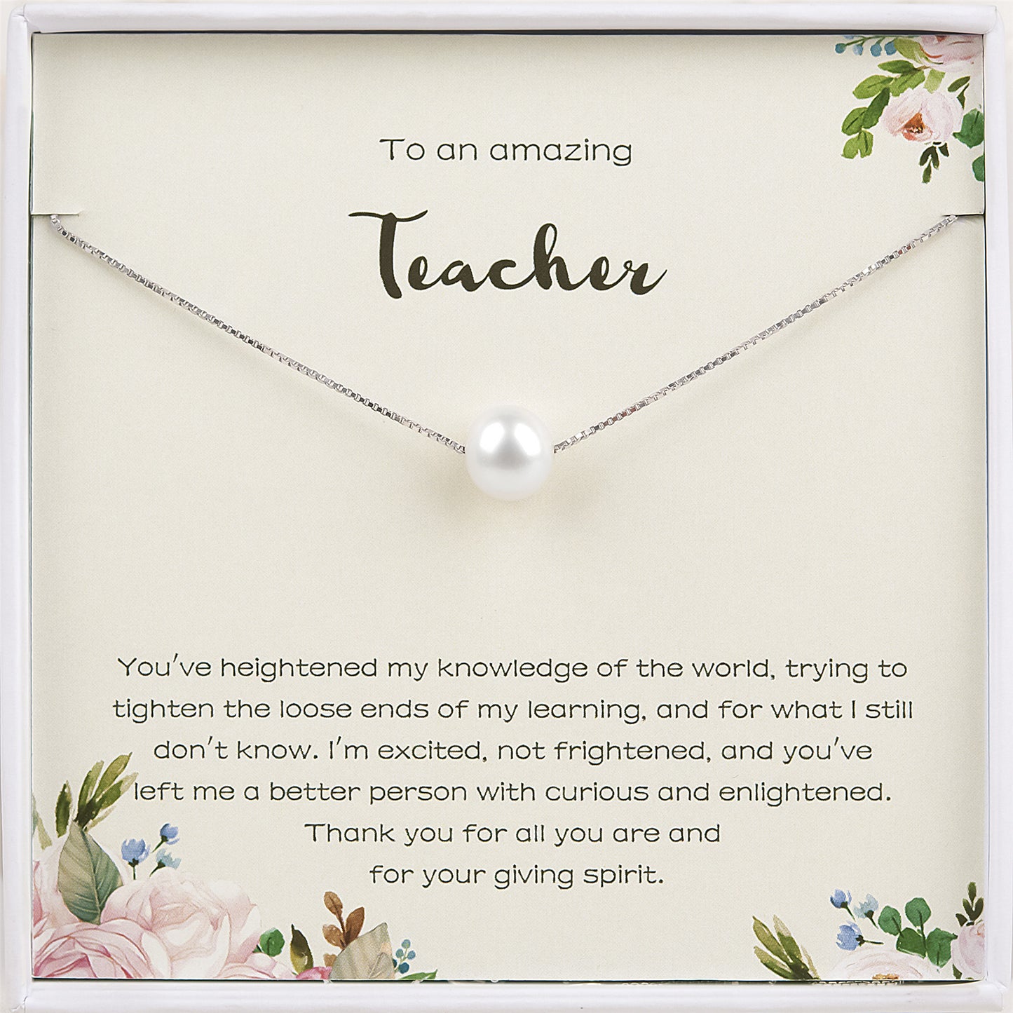 To an Amazing Teacher Card with Freshwater Pearl Necklace Gift