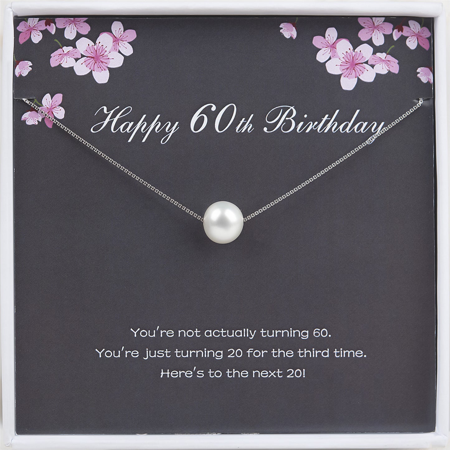 "Happy 60th Birthday" Card and Pearl Necklace