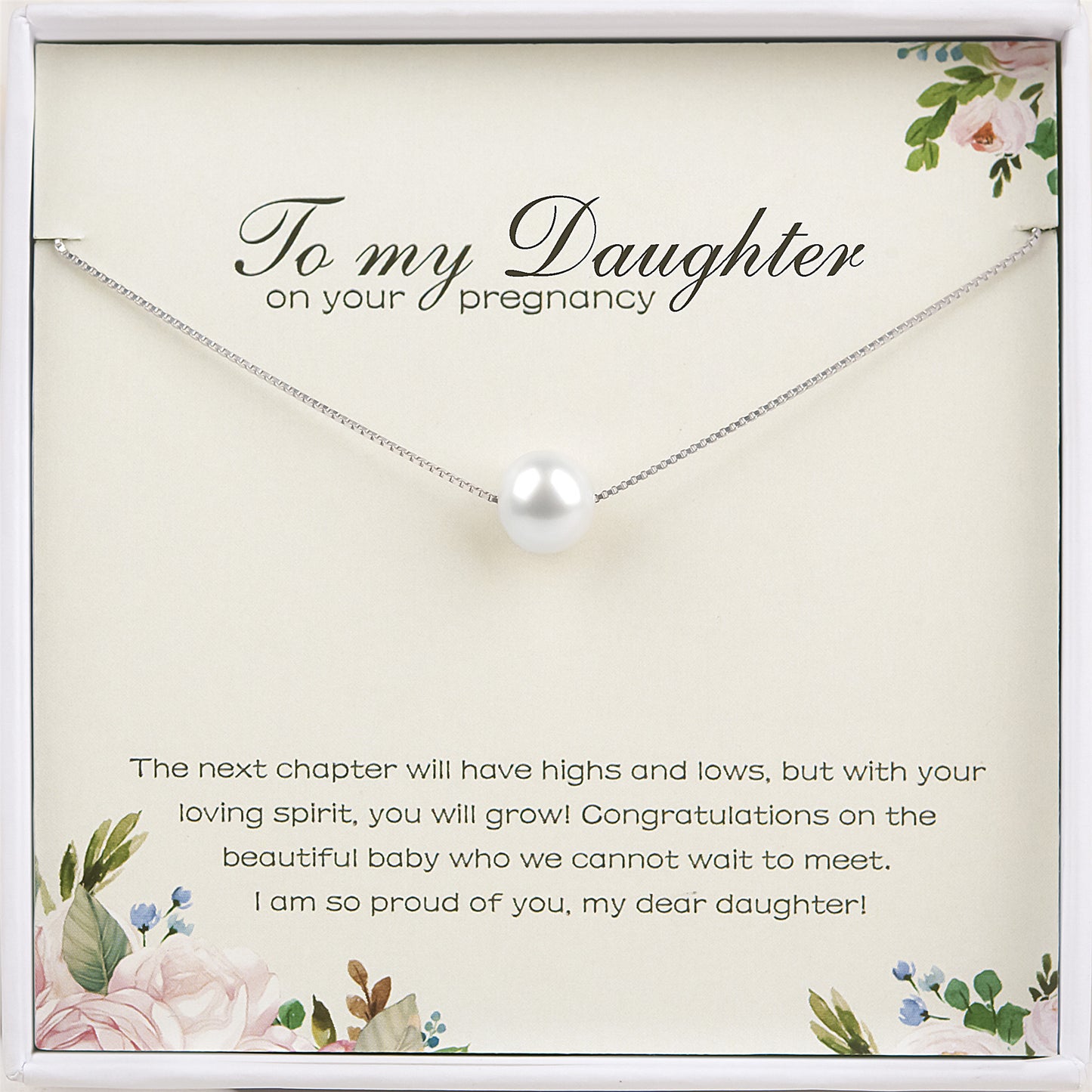 "To my Daughter" Card and Pearl Necklace