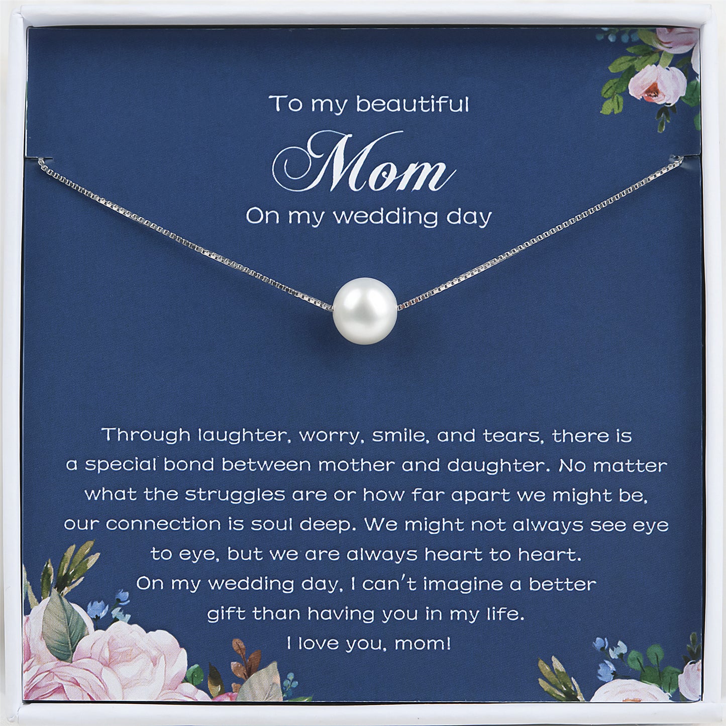 "To my Beloved Mom" Card and Pearl Necklace