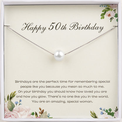 "Happy 50th Birthday" Card and Freshwater Pearl