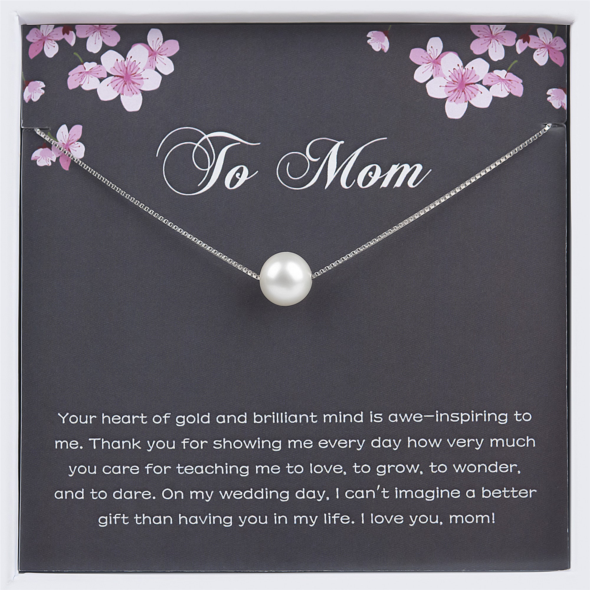 "To Mom" Card and Pearl Necklace