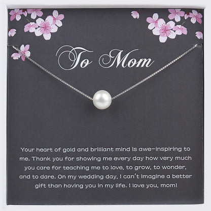 "To Mom" Card and Pearl Necklace