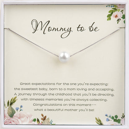 "Mommy to be" Card and Pearl Necklace