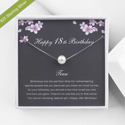 "Happy 18th Birthday" Card and Pearl Necklace